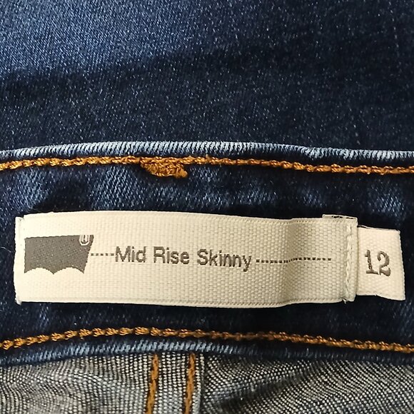 Levis Jeans Size 12 Mid Rise Skinny Dark Wash Denim Stretch - Picture 7 of 9